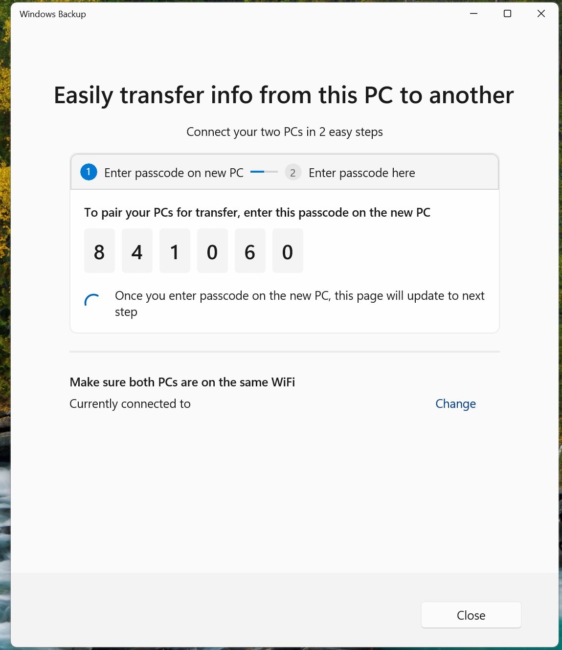 Windows 11のバックアップアプリを使用したファイル転送