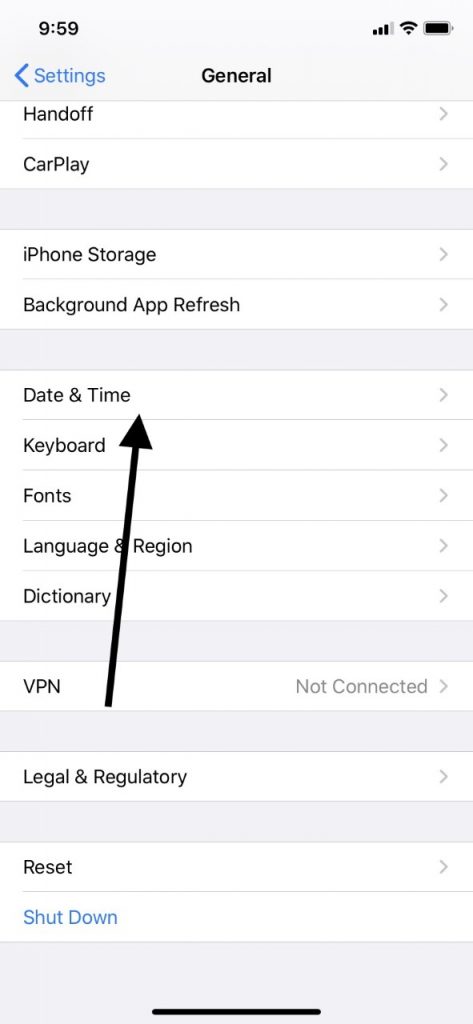 imessageアクティベーション障害の日付と時刻を設定します