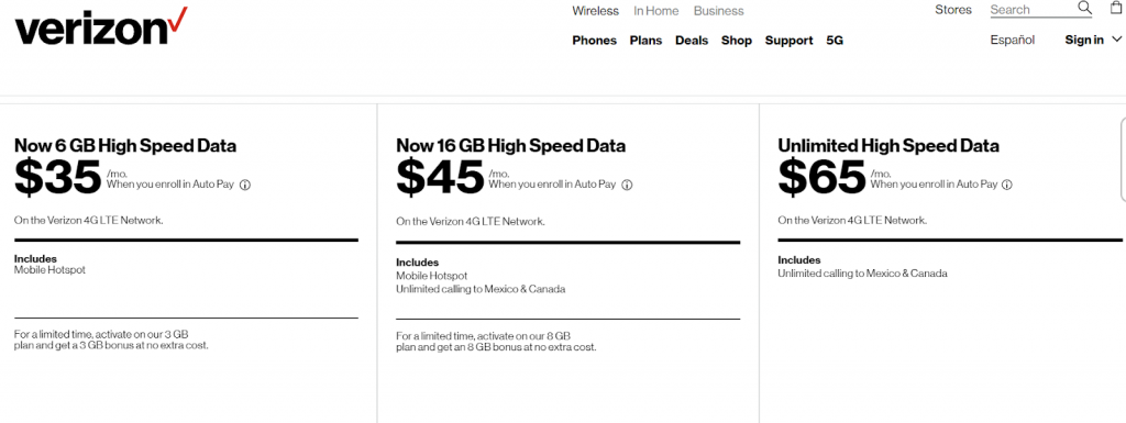 Verizonの価格画像