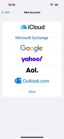 メールアカウントiPhoneを追加します