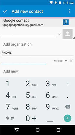 Androidは新しい連絡先を追加します