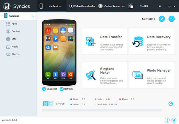 WindowsおよびMac Like Syncios ManagerのiPhoneマネージャー