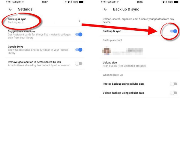 Google写真でGalaxyからiPhoneにビデオを送信します