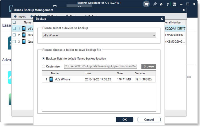 1クリックしてiOSデータをバックアップします