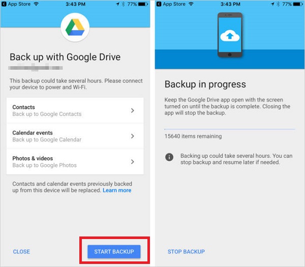 GoogleドライブでiPhoneに連絡先を保存する方法