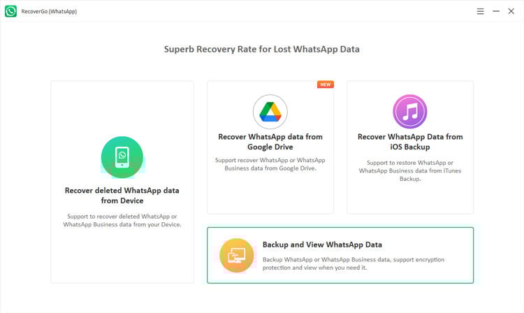 バックアップビューWhatsAppデータRecovergoWhatsApp