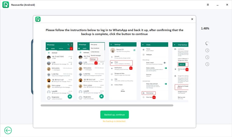 Samsung Recovergo AndroidでWhatsAppから削除された写真を回復する方法Android