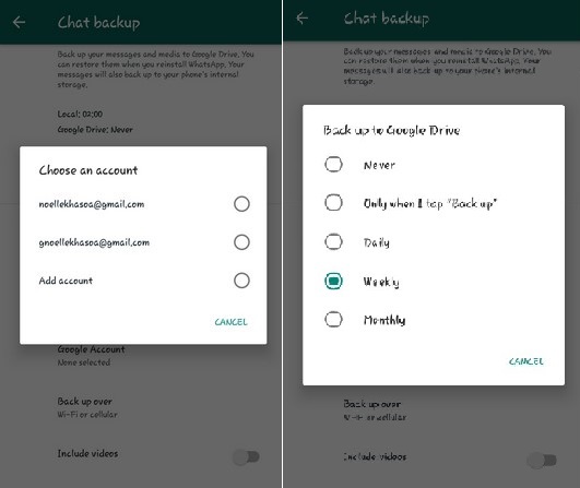 whatsappへのバックアップGoogleドライブ