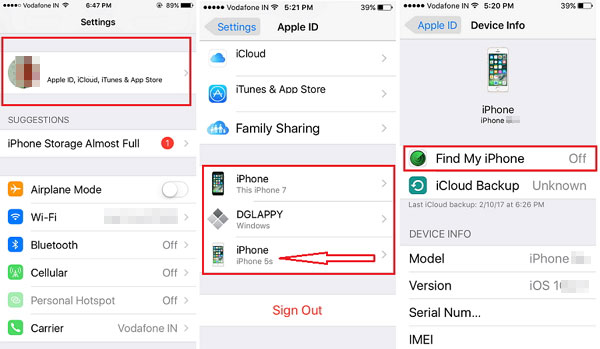 iPhoneの設定を介してパスワードなしでAppleIDからサインアウト
