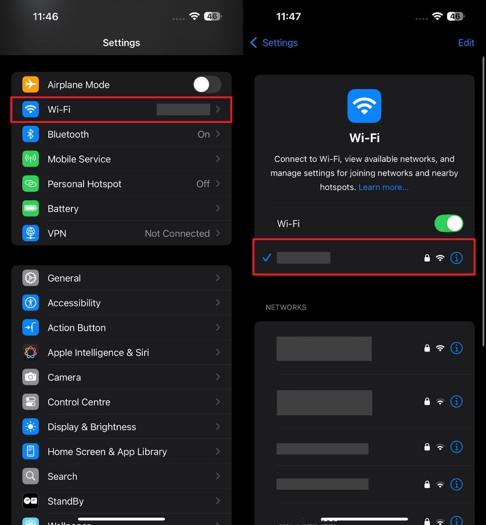 iPhoneのインターネット接続を確認してください