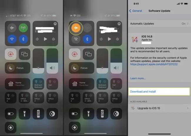 真ん中でiPhoneの更新をキャンセルします