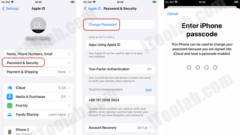Apple IDパスワードを変更します