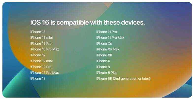 デバイスがiOS 16をサポートしているかどうかを確認してください