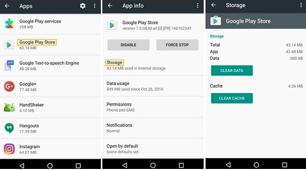 Google Playストアのデータとキャッシュをクリアします