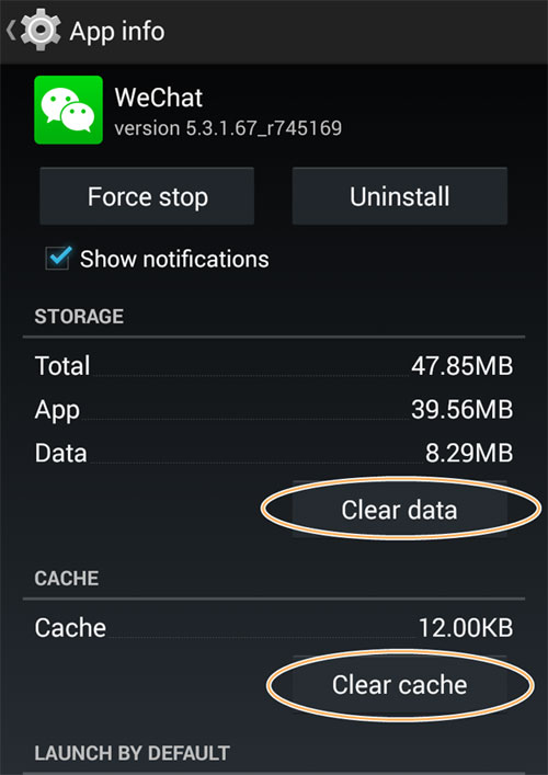 WeChatのキャッシュとデータをクリアします
