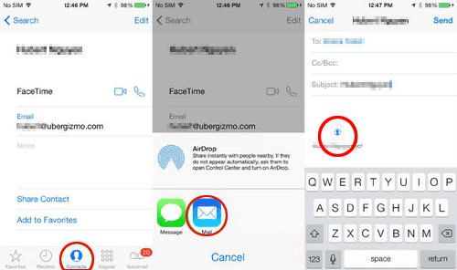 電子メールでiPhoneからPixelに連絡先を転送します