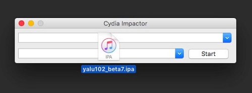 cydia fake locationファイルをメインインターフェイスにドロップします