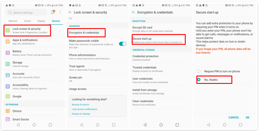 LG Secure Startupを無効にします