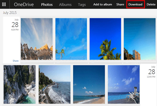OneDriveからPCへの写真をダウンロードしてください
