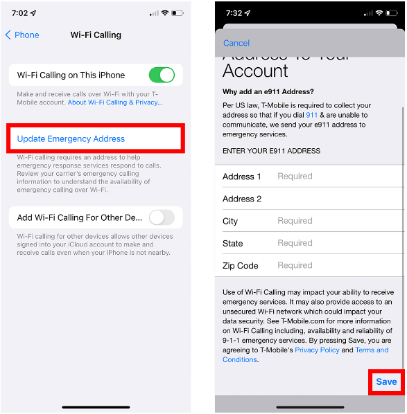 iPhoneの緊急サービスを呼び出すWiFiを有効にします 