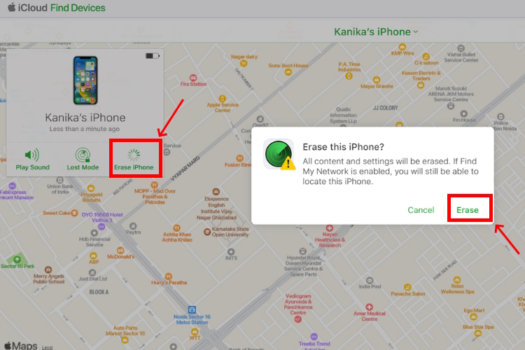 iPhoneをiCholoudで消去します