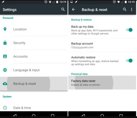 工場出荷時のデバイスをリセットして、Androidブルースクリーンの問題を修正する
