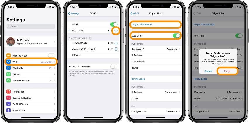 iPhone 13でこのネットワークを忘れてください