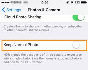 HDRで撮影するときに、重複写真を保存することを無効にします