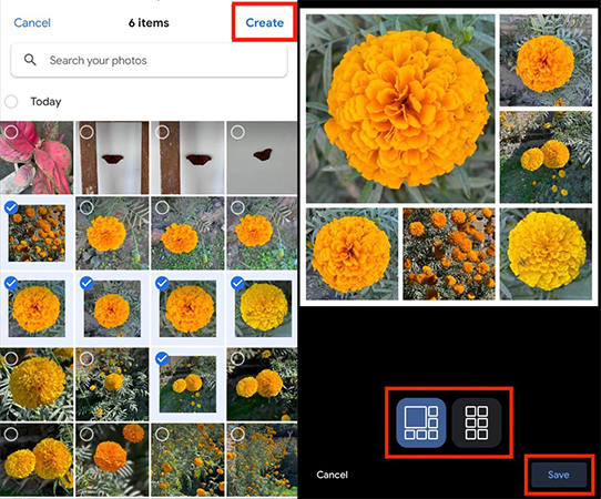 Googleフォトを介したiPhone写真コラージュ