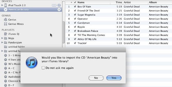 iTunesでCD音楽をリッピングします
