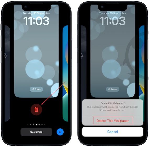 iOS 17のロック画面壁紙を削除する方法
