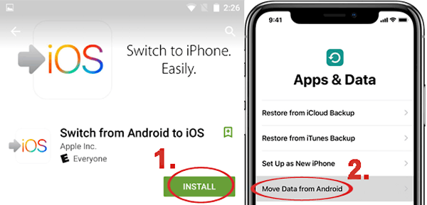 Androidオプションから移動データを選択します