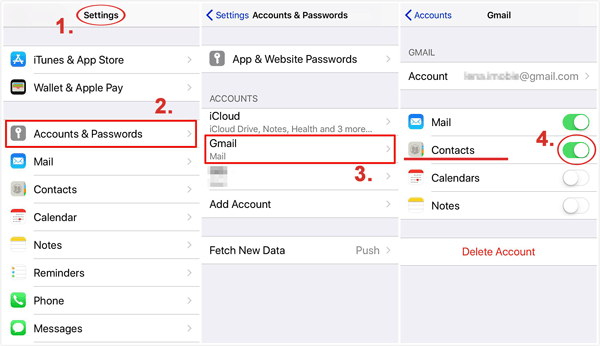 GoogleアカウントでGalaxyからiPhone15にContatsを転送する方法