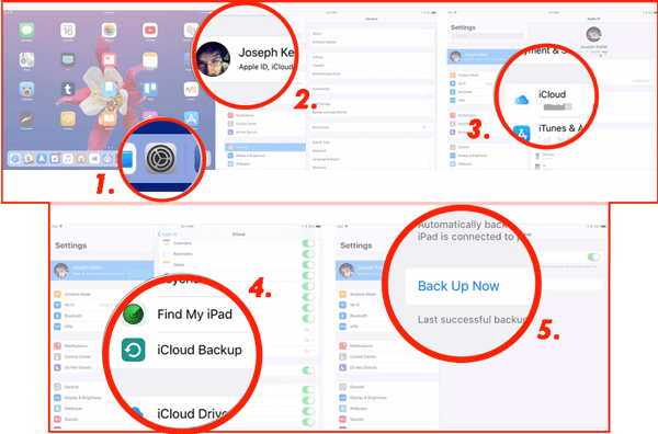 iCloudを介して、あるiPadから別のiPadにデータを転送します