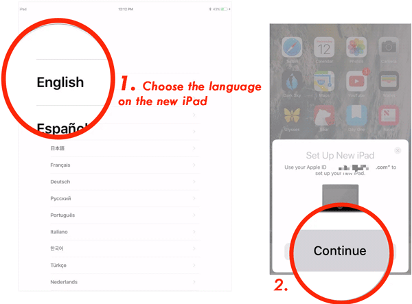 クイックスタートでiPadからiPadに転送します