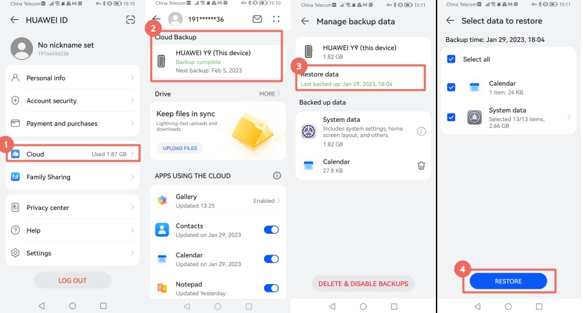 Huaweiクラウドバックアップを介して削除されたビデオを回復します