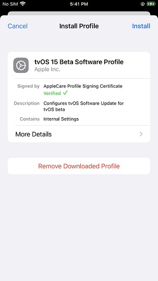 ベータソフトウェアプロファイルをダウンロードします