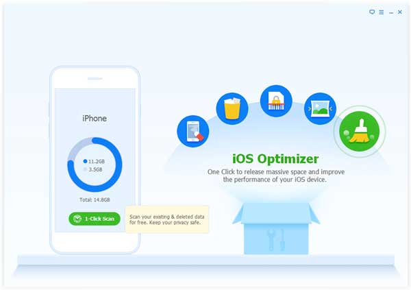 iOSアイコンを削除するには、iOSオプティマイザーオプションを選択します