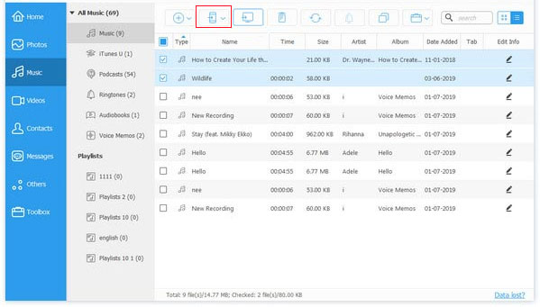 iOS転送を介してiPhoneからiPhoneへの音声メモを転送