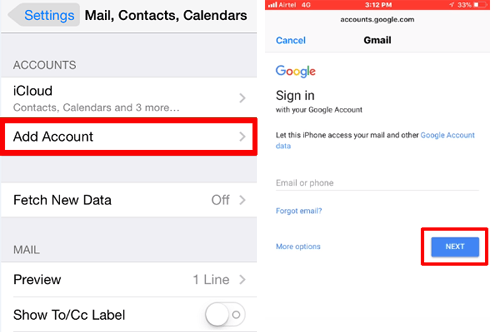 iPhoneのGmailアカウントにログインします