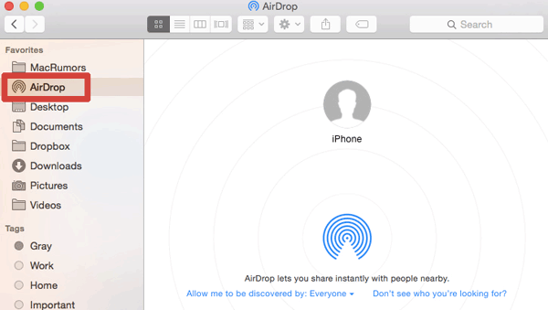 Macにエアドロップをセットアップします