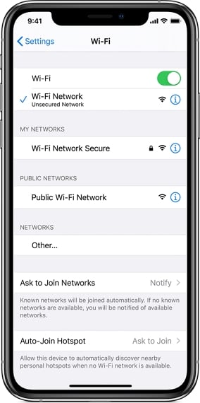 wi-fiをオンとオフにして、iCloud設定の更新を修正します