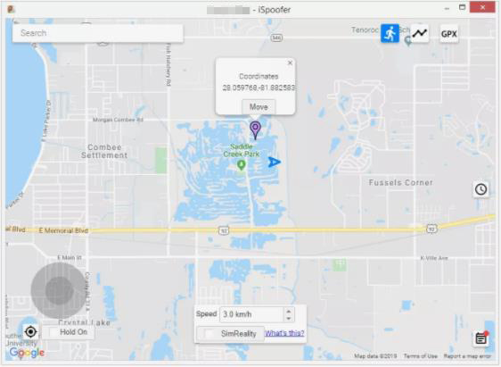 Ispooferを使用した偽のGPS