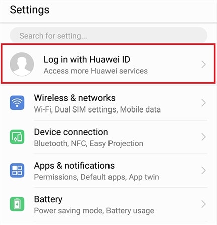 Huawei IDにログインします