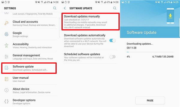 Androidを更新して、Samsung Galaxy Green Line Faultを修正します