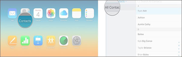 iCloudから連絡先を選択します