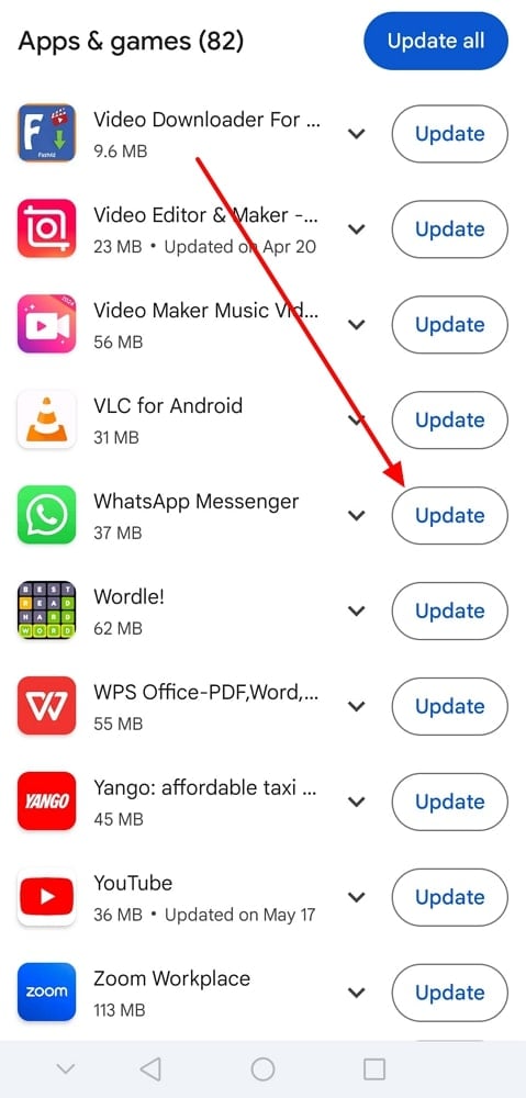 App Storeを使用してWhatsAppを更新します