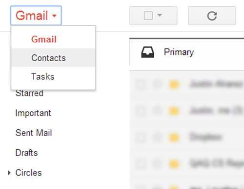 Gmailで連絡先を表示します