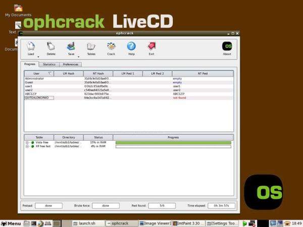 ophcrackライブCD 2