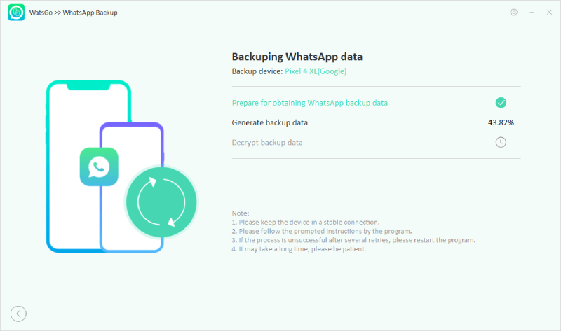 WhatsAppバックアップを取得します